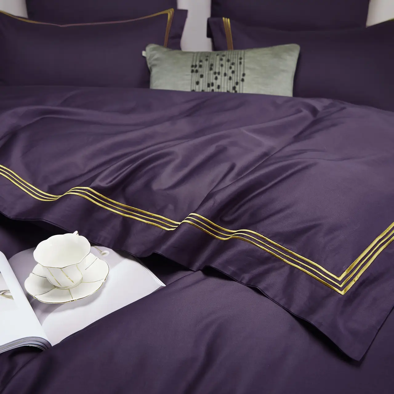 Постільна білизна євро Vie nouvelle Embroidery сатин 200х220 E012