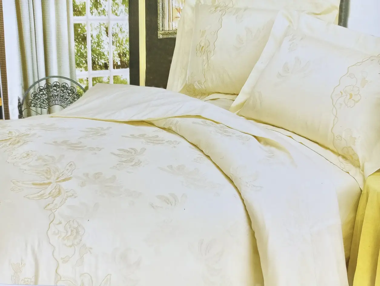 Постільна білизна Ailin жаккард з вишивкою євро 200×220 JE-41