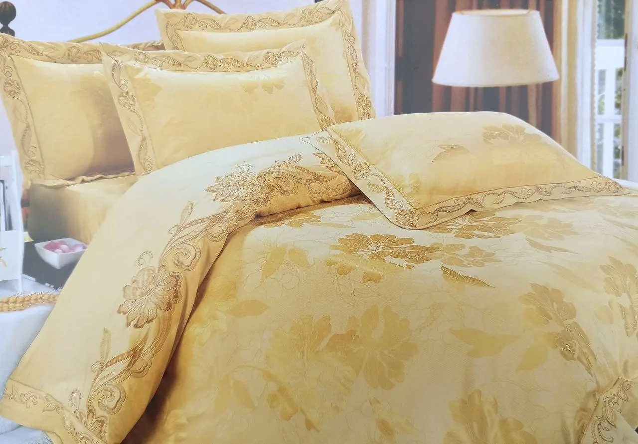 Постельное белье Vie Nouvelle жаккард с вышивкой евро 200×220 JE-70B