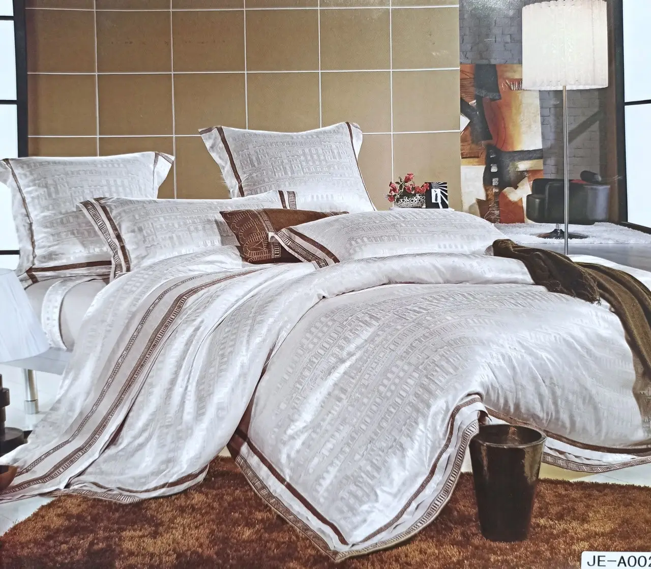 Постільна білизна Vie Nouvelle жаккард із шовковою вишивкою євро 200х220 JE-A002