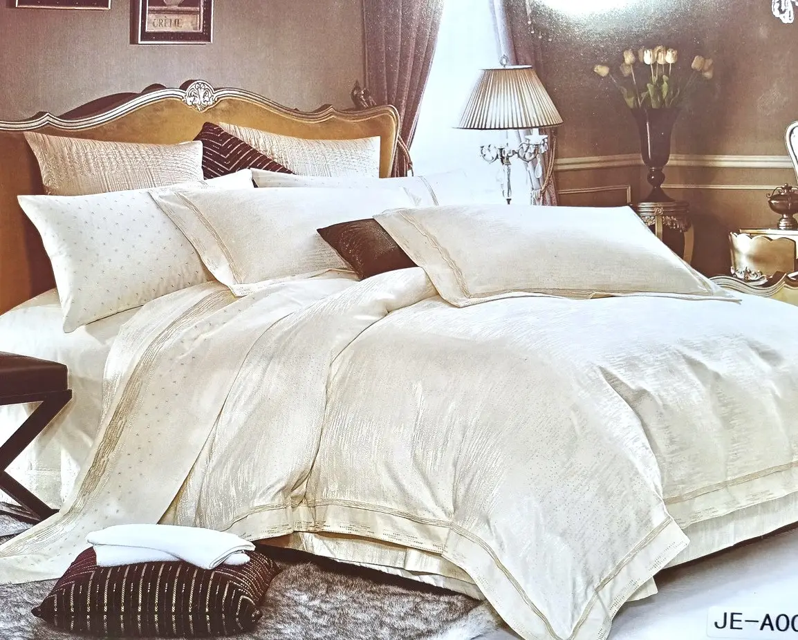 Постільна білизна Vie Nouvelle жаккард із шовковою вишивкою євро 200х220 JE-A009