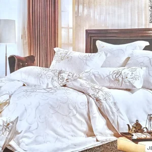 Постільна білизна Vie Nouvelle жаккард із шовковою вишивкою євро 200х220 JE-A012
