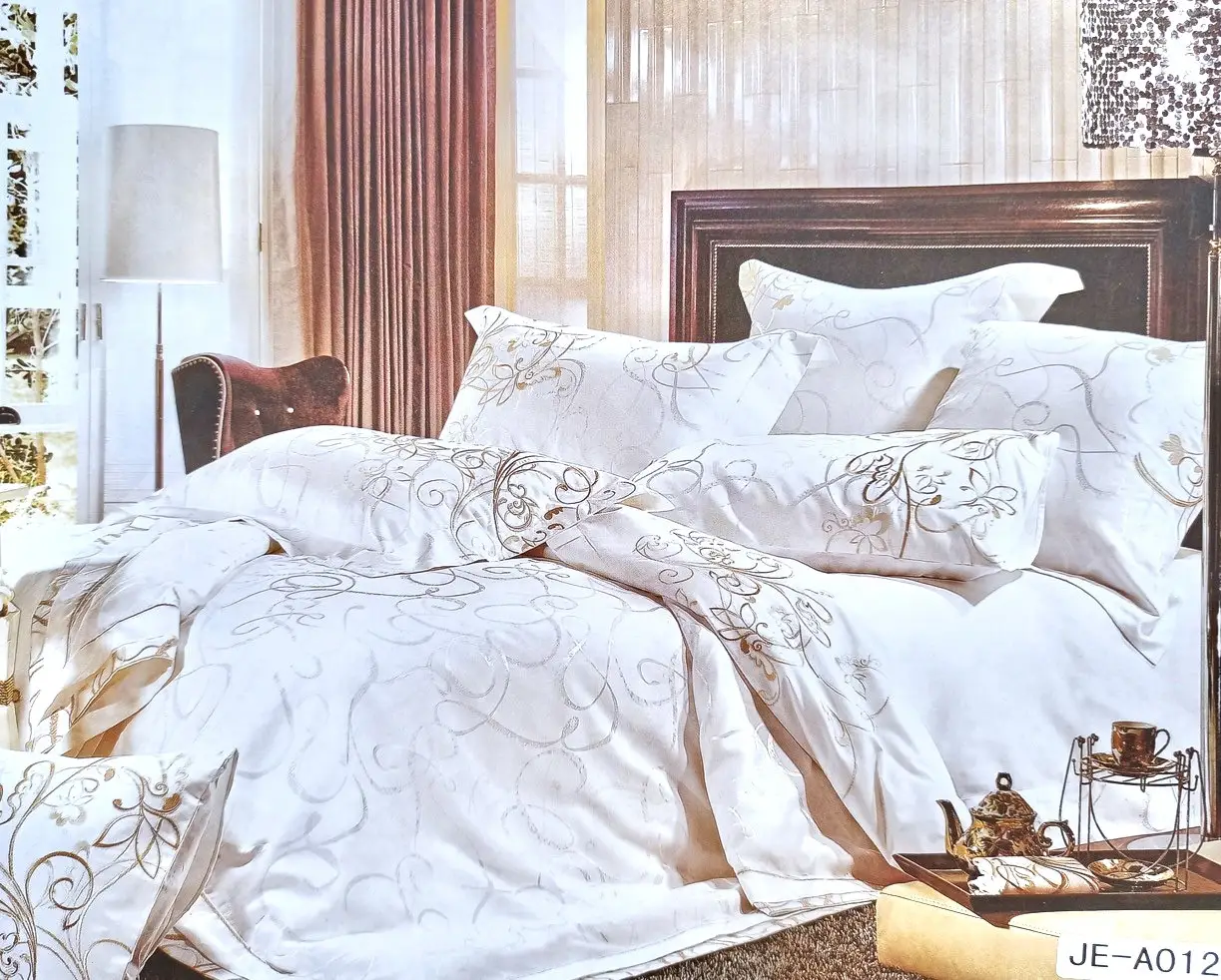 Постільна білизна Vie Nouvelle жаккард із шовковою вишивкою євро 200х220 JE-A012