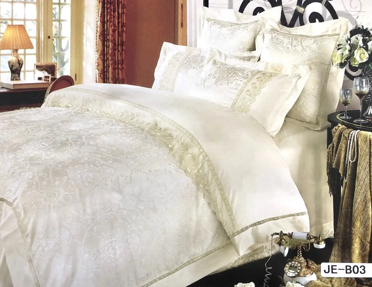 Постільна білизна Vie Nouvelle жаккард із шовковою вишивкою євро 200х220 JE-B03