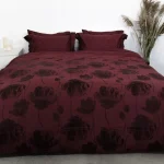 Постельное белье полуторное с вышивкой Ailin JE04BS 160х220 Бордовый