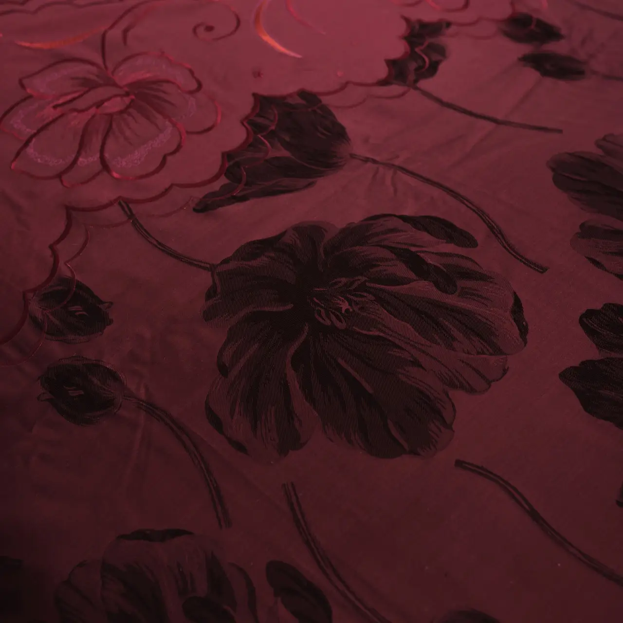 Постільна білизна полуторна з вишивкою Ailin JE04BS 160х220 Бордовий