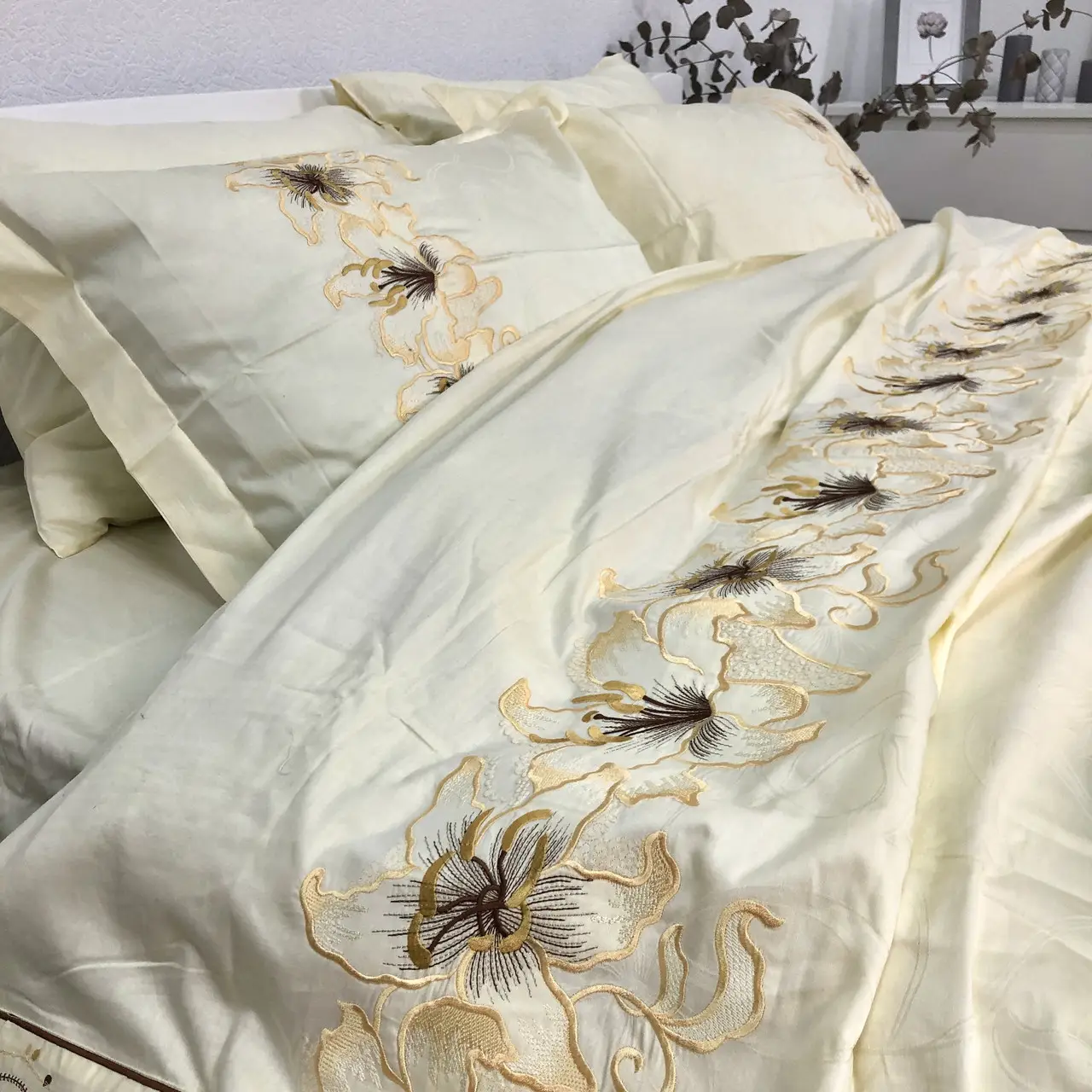 Постельное белье Ailin жаккард с вышивкой евро 200×220 JE100BE