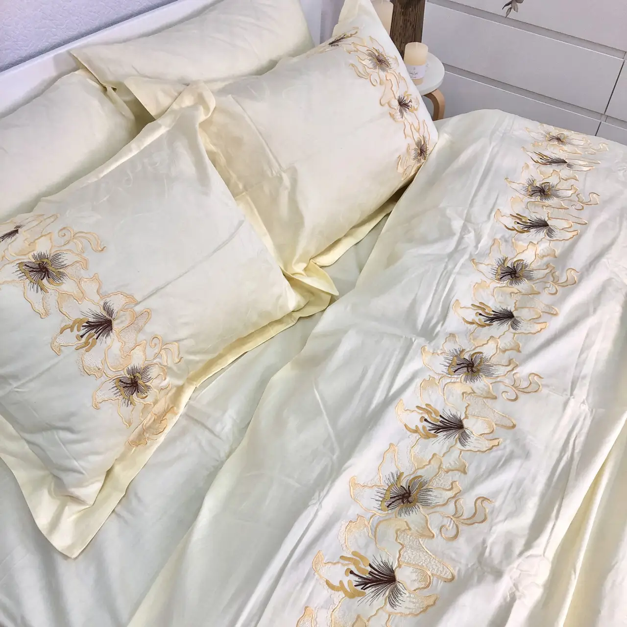 Постельное белье Ailin жаккард с вышивкой евро 200×220 JE100BE