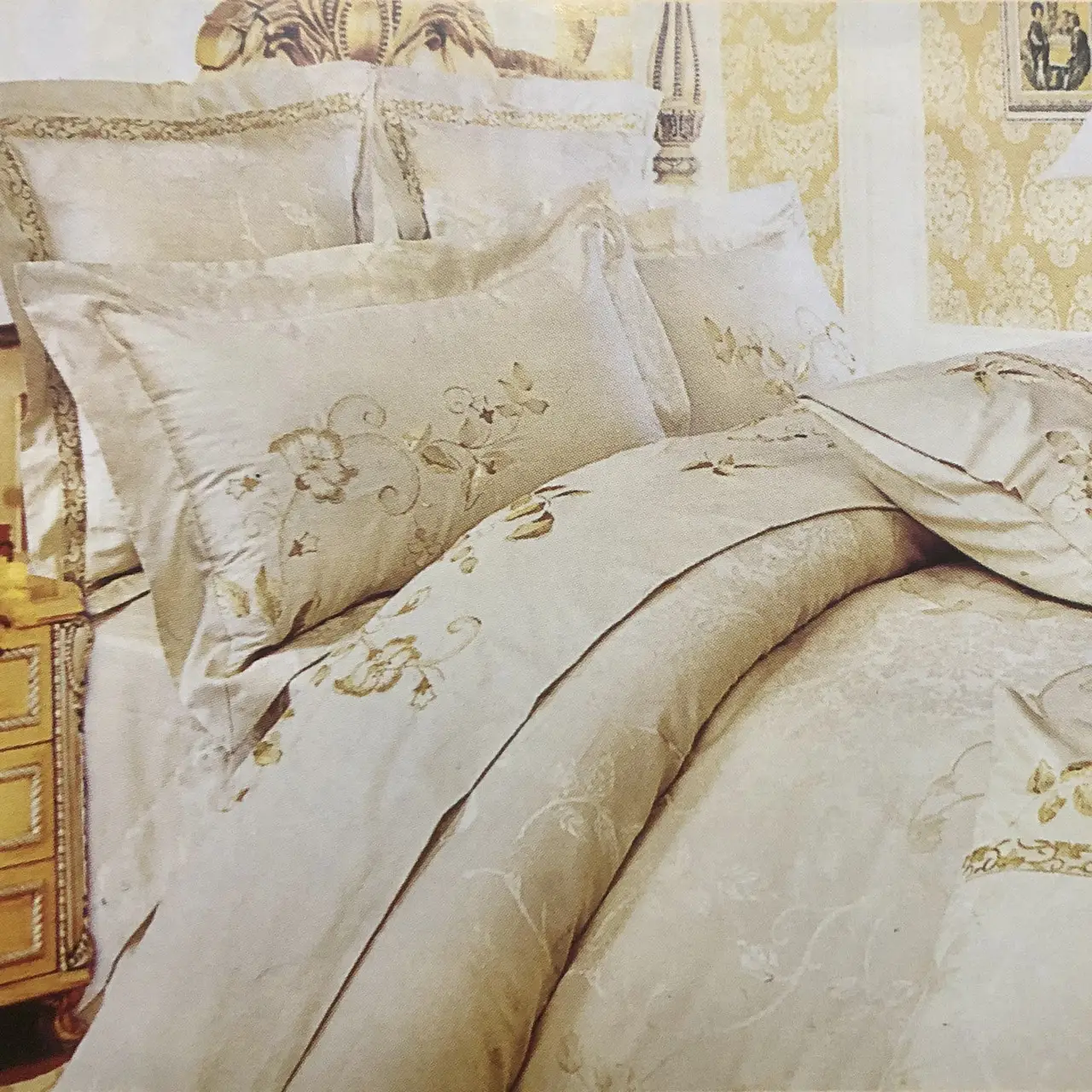 Постільна білизна Ailin жаккард з вишивкою євро 200×220 JE-115E