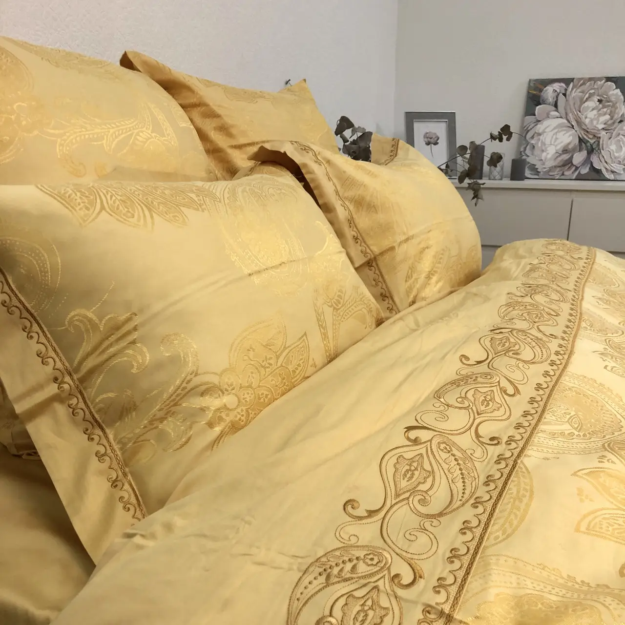 Постельное белье Vie Nouvelle жаккард с вышивкой JE-174