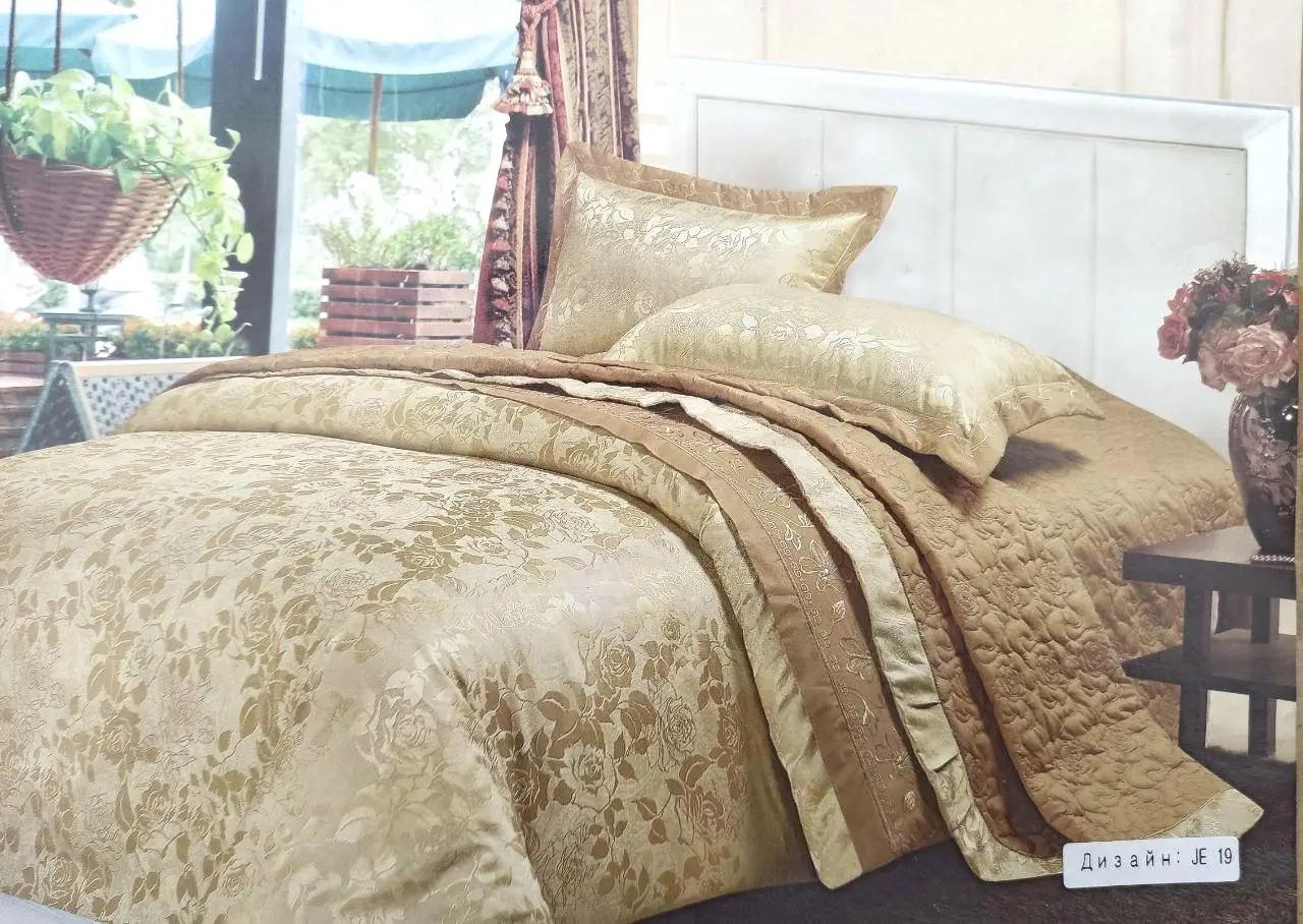 Постельное белье Vie Nouvelle жаккард с вышивкой евро 200×220 JE-19