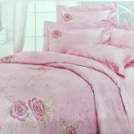 Постільна білизна Ailin жаккард з вишивкою євро 200x220 JE-19BE Рожевий