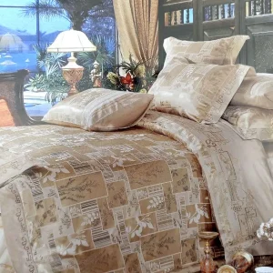 Постільна білизна Vie Nouvelle жакард з вишивкою євро 200x220 JE348