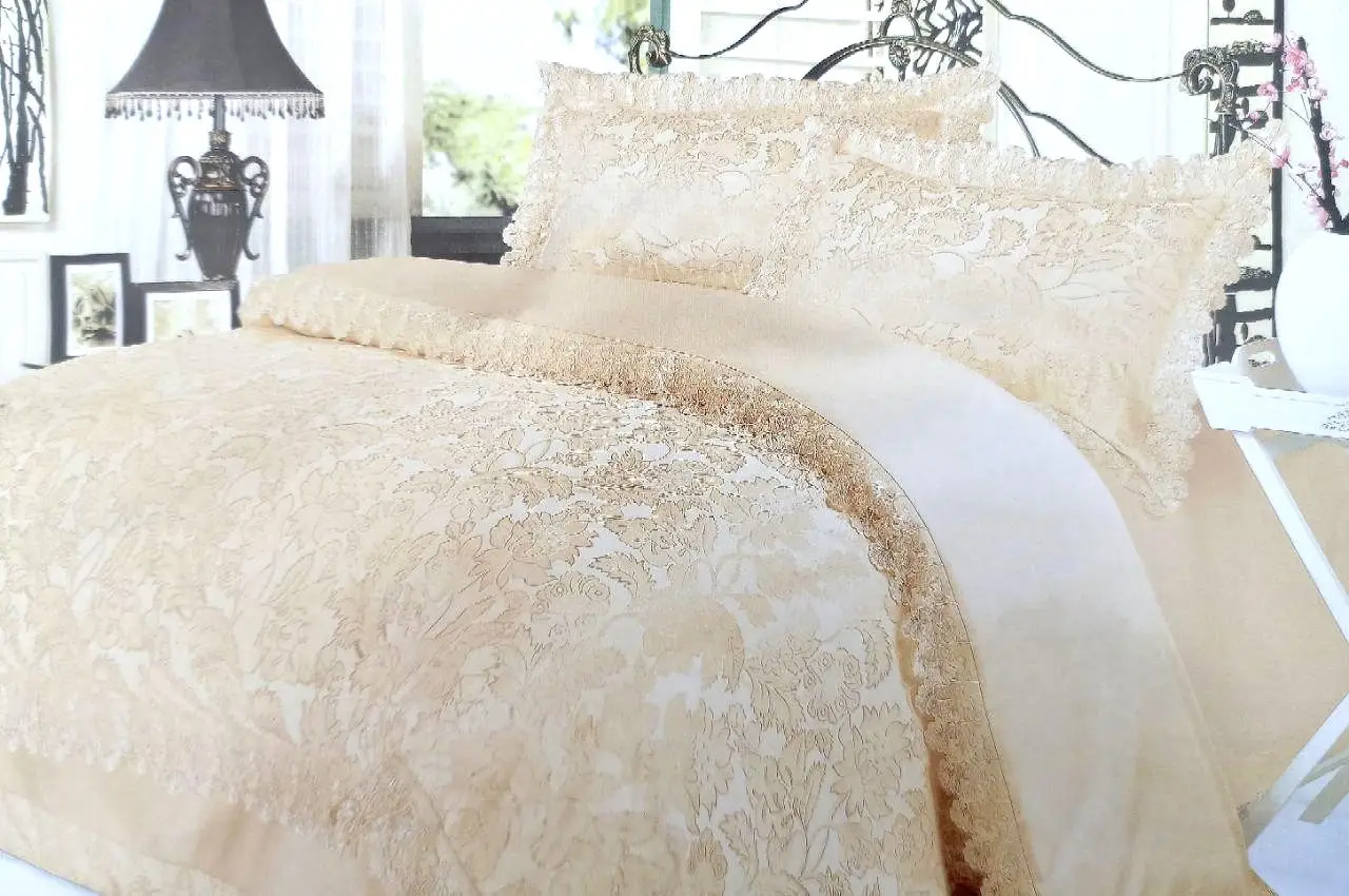 Постільна білизна Vie Nouvelle жакард з вишивкою євро 200×220 JE369