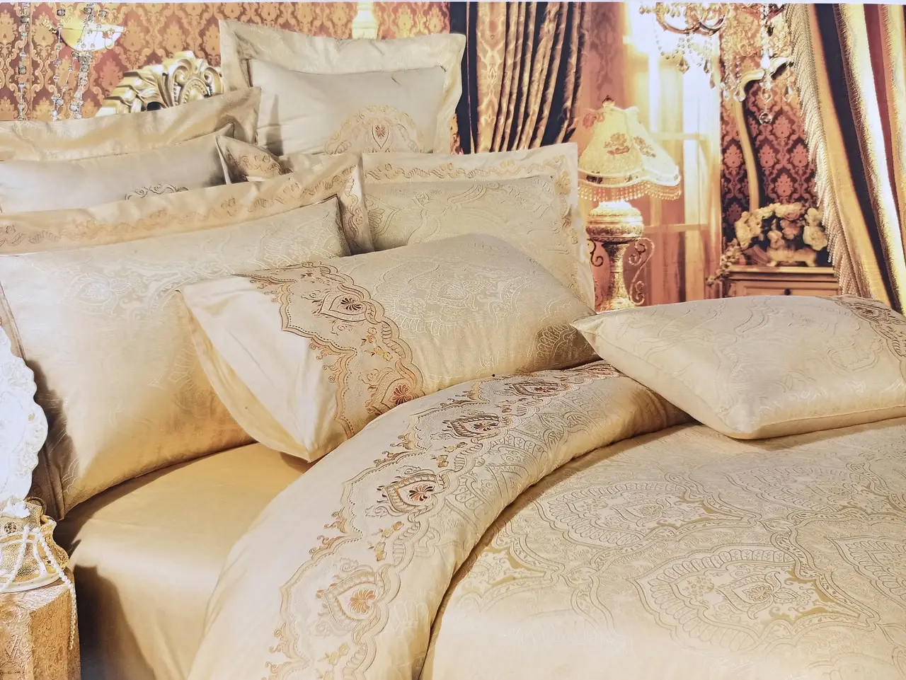 Постільна білизна Ailin жаккард з вишивкою євро 200×220 JE-42E