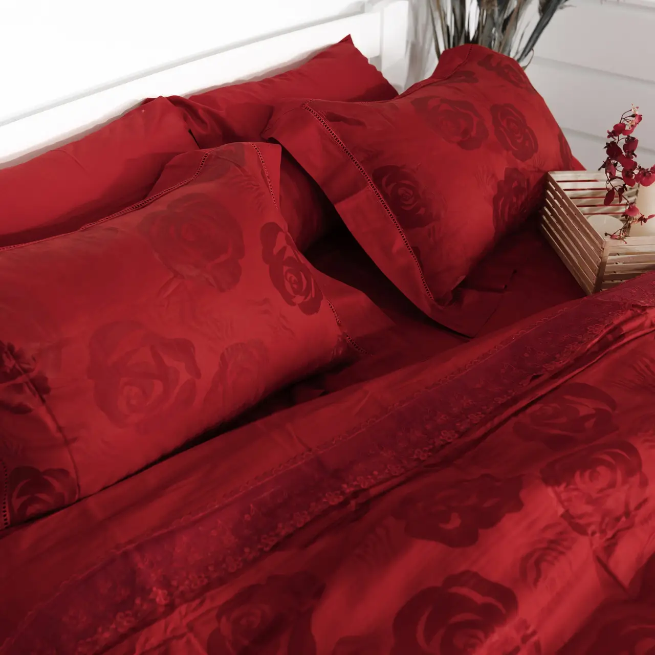 Постельное белье Евро жаккард с вышивкой Ailin 200×220 JE-89E