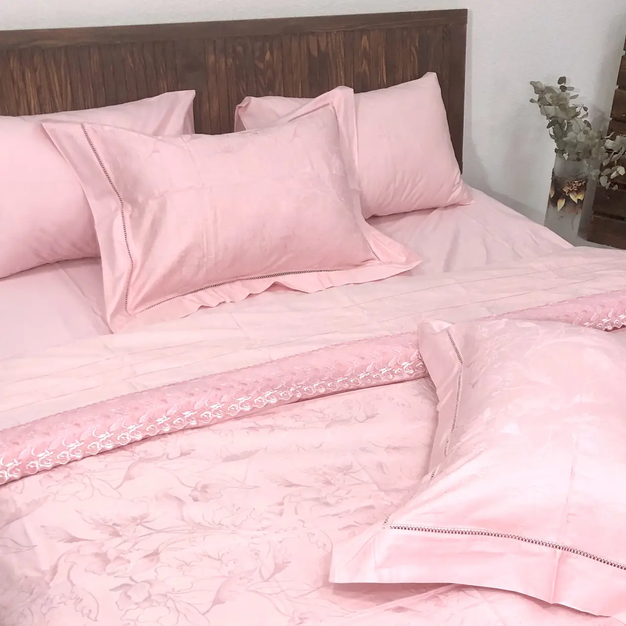 Постільна білизна Ailin жаккард з вишивкою євро 200×220 JE-99E