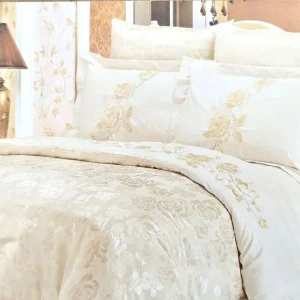 Постельное белье Vie Nouvelle жаккард с вышивкой евро 200x220 JE-STH-068