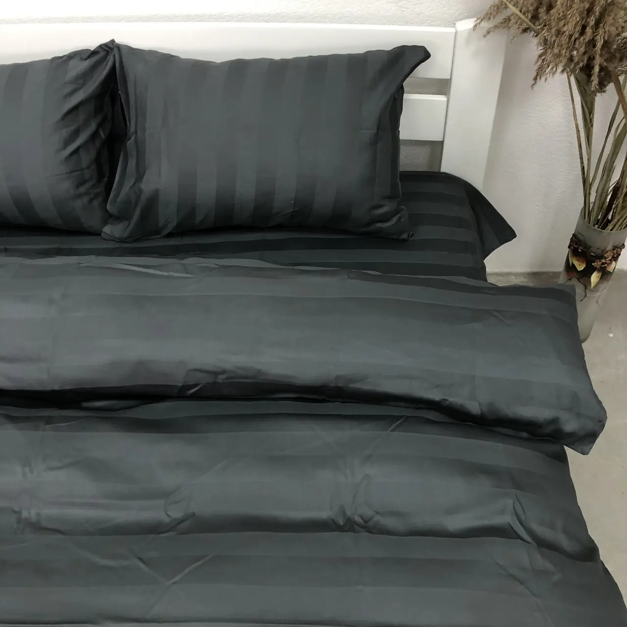 Постільна білизна Woodbury’s страйп-сатин Dark Grey 3