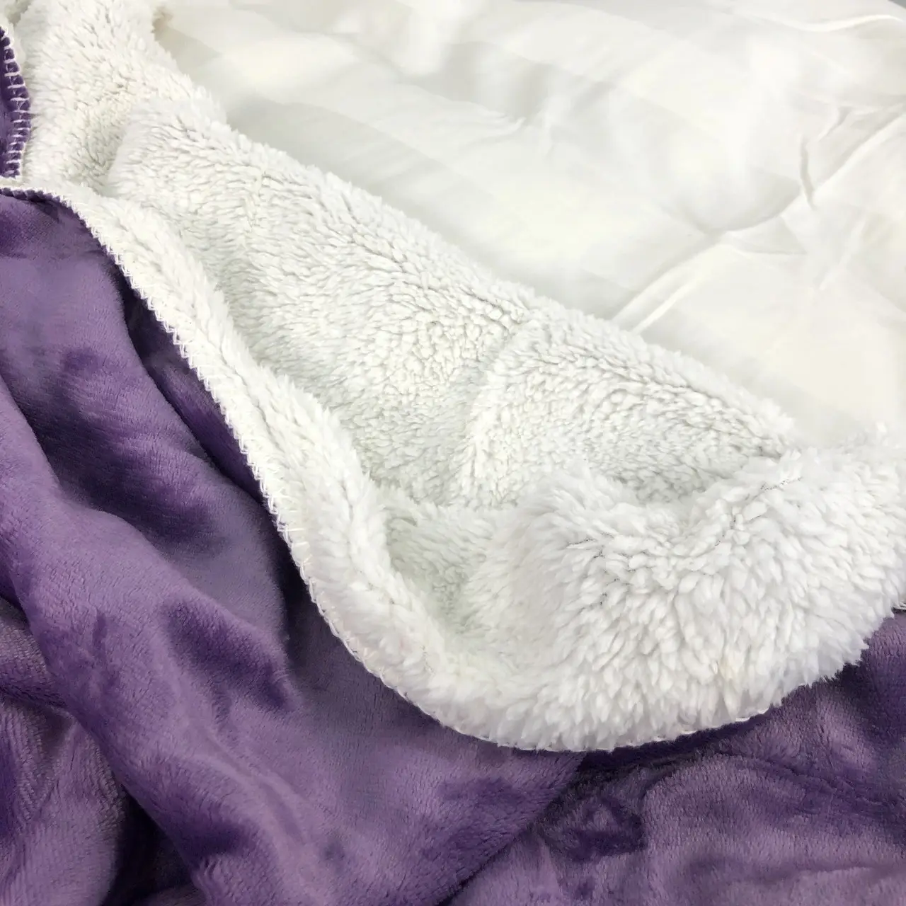 Плед покрывало с овчинкой Vie Nouvelle 215×235 фиолетовый