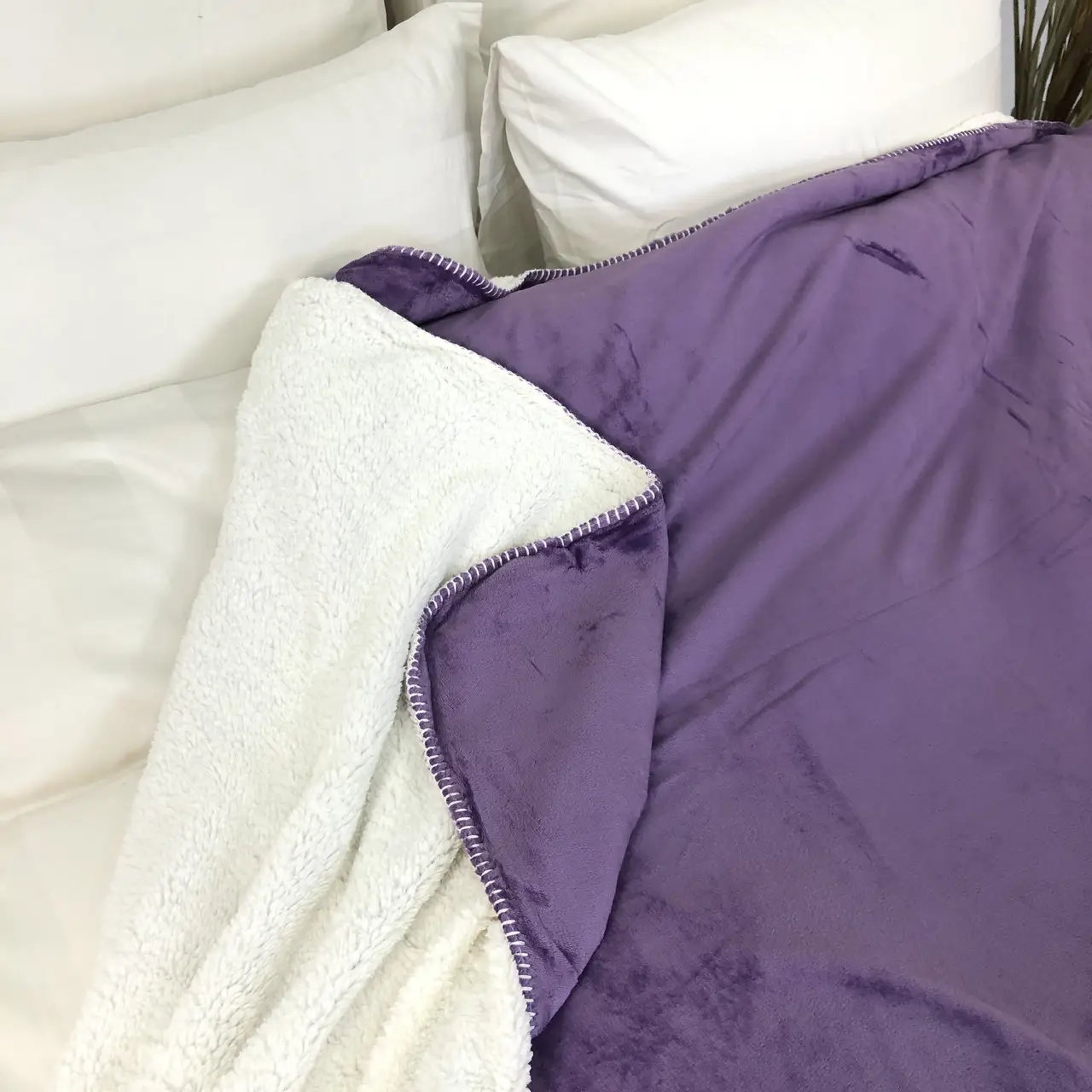 Плед покривало з овчинкою Vie Nouvelle 215×235 фіолетовий