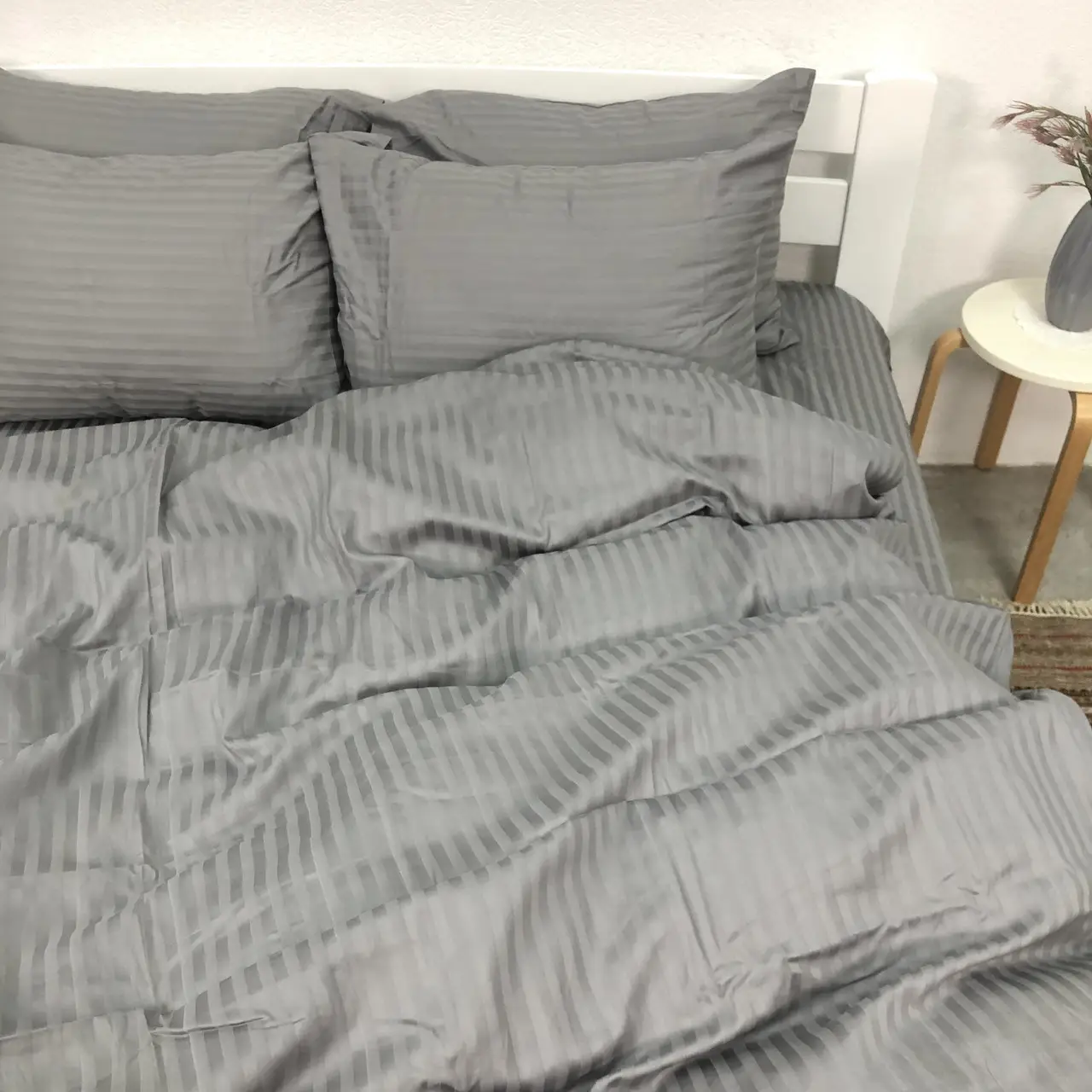 Постільна білизна Woodbury’s страйп-сатин Grey 1