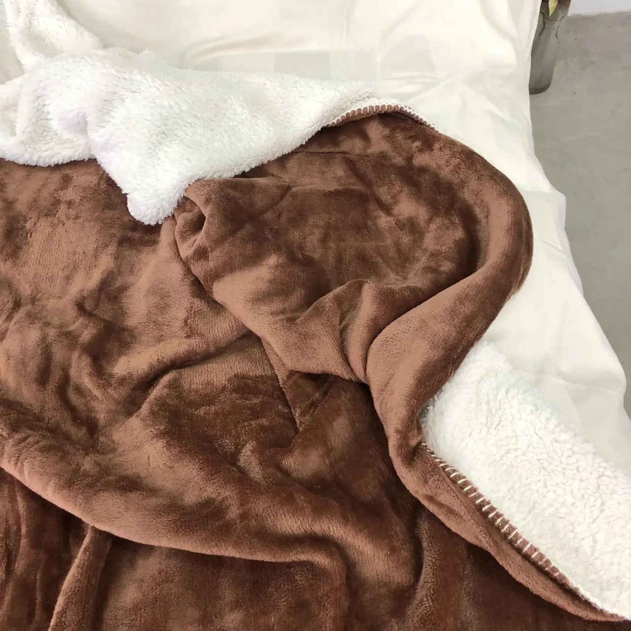 Плед покривало з овчинкою Vie Nouvelle 215×235 коричневий