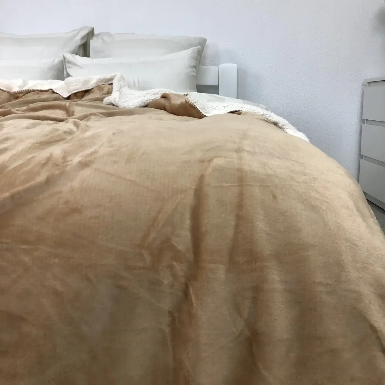 Плед покривало з овчинкою Vie Nouvelle 215×235 світло-коричневий