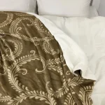 Плед покривало з овчинкою Vie Nouvelle 215x235 вензеля беж