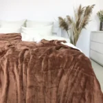 Плед покривало з овчинкою Vie Nouvelle 215x235 коричневий