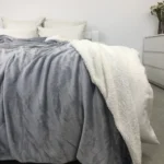 Плед покривало з овчинкою Vie Nouvelle 215x235 сіро-блакитний