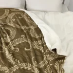 Плед покривало з овчинкою Vie Nouvelle 215x235 вензеля беж